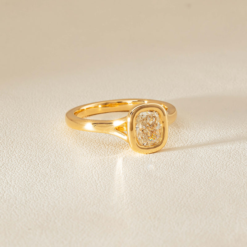 18ct Yellow Gold 1.00ct Cushion Cut Diamond Natalia Ring - Ring - Walker & Hall