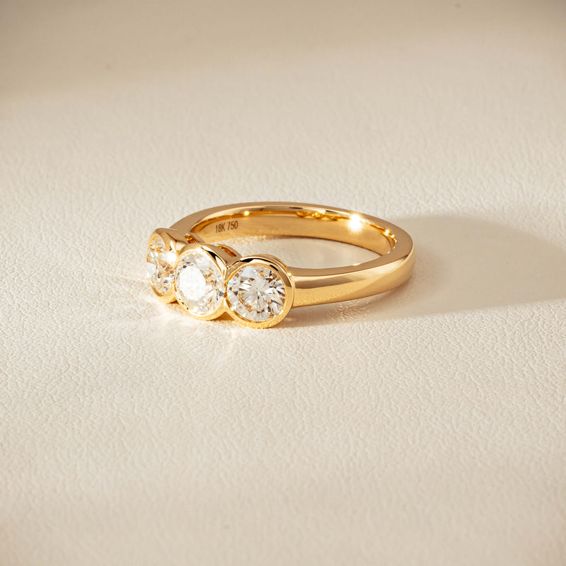 18ct Yellow Gold 1.64ct Diamond Three-Stone Natalia Ring