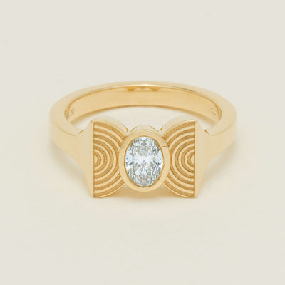 18ct Yellow Gold .50ct Oval Diamond Bow Ring