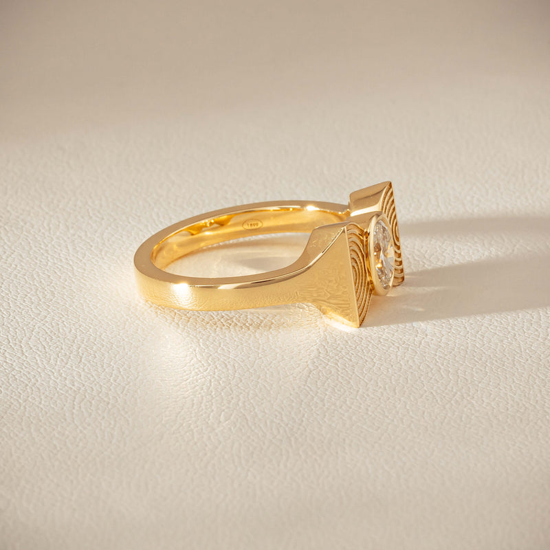 18ct Yellow Gold .50ct Oval Diamond Bow Ring