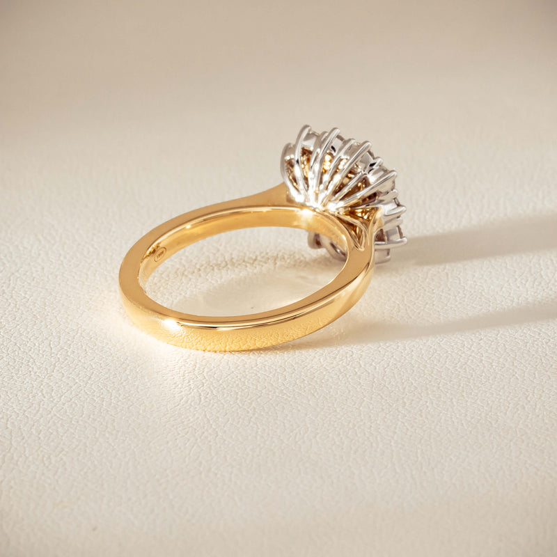 18ct Yellow Gold 2.08ct Cushion Fancy Diamond Belle Ring