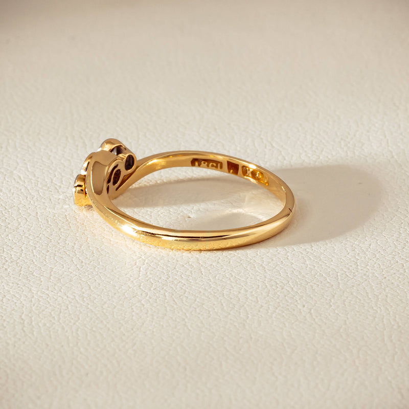 Vintage 18ct Yellow Gold .15ct Old-Cut Diamond Twist Ring