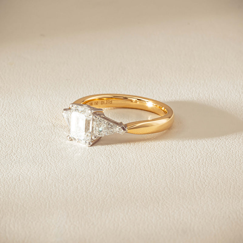 18ct Yellow Gold 1.27ct Reclaimed Emerald-Cut Diamond Ring
