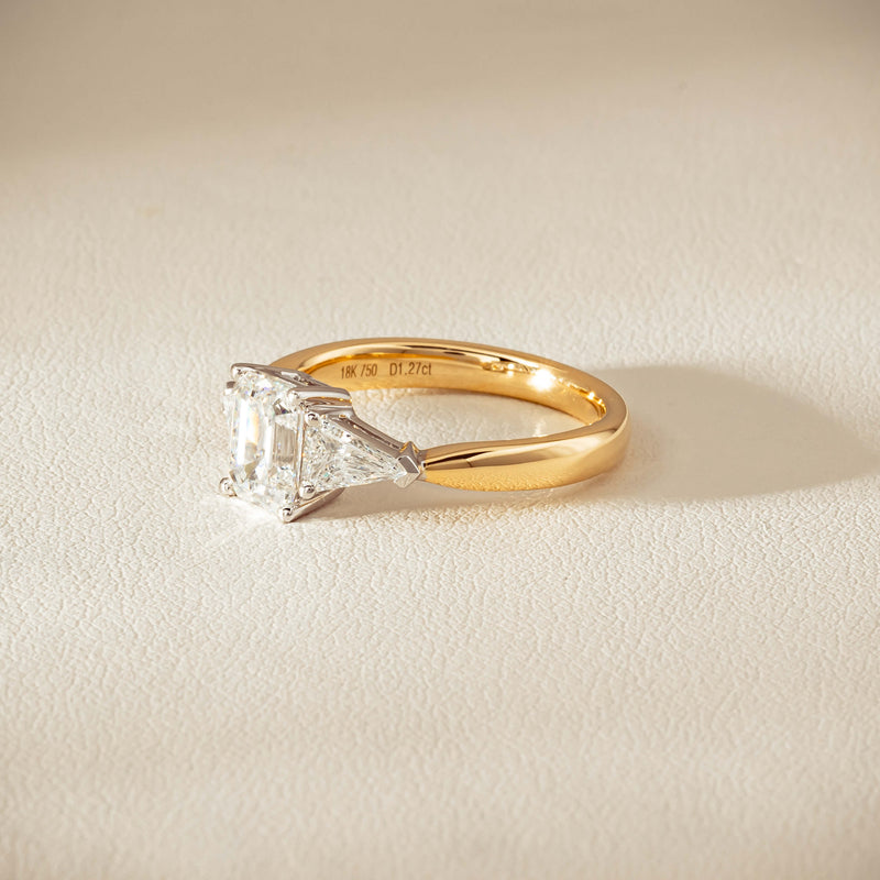 18ct Yellow Gold 1.27ct Reclaimed Emerald-Cut Diamond Ring