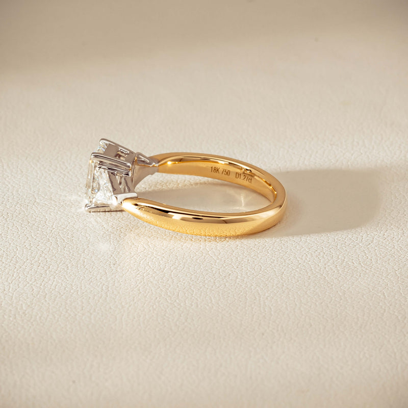 18ct Yellow Gold 1.27ct Reclaimed Emerald-Cut Diamond Ring