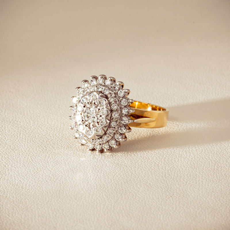 Deja Vu 18ct Yellow Gold 1.20ct Diamond Cluster Ring