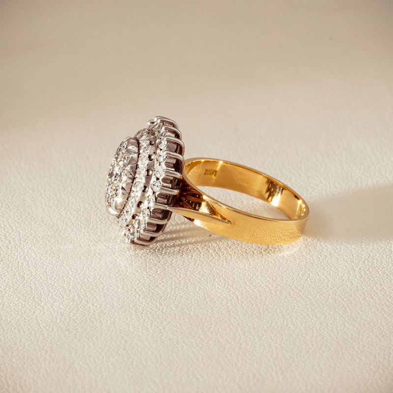 Deja Vu 18ct Yellow Gold 1.20ct Diamond Cluster Ring