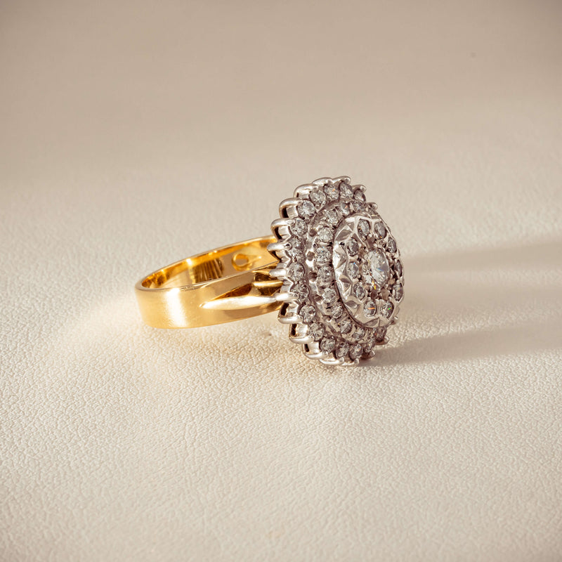 Deja Vu 18ct Yellow Gold 1.20ct Diamond Cluster Ring