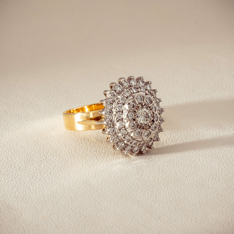 Deja Vu 18ct Yellow Gold 1.20ct Diamond Cluster Ring