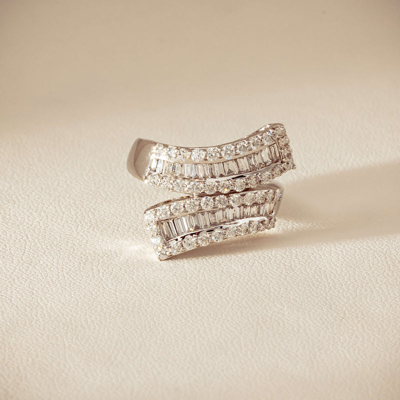 Deja Vu 18ct White Gold 1.80ct Diamond Crossover Ring - Ring - Walker & Hall
