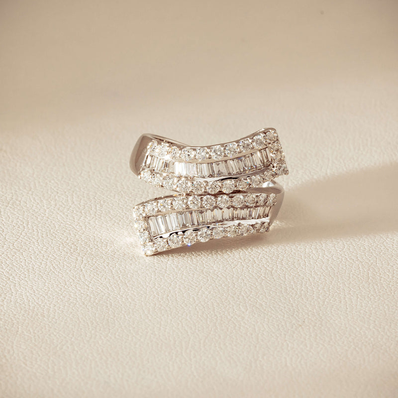 Deja Vu 18ct White Gold 1.80ct Diamond Crossover Ring - Ring - Walker & Hall