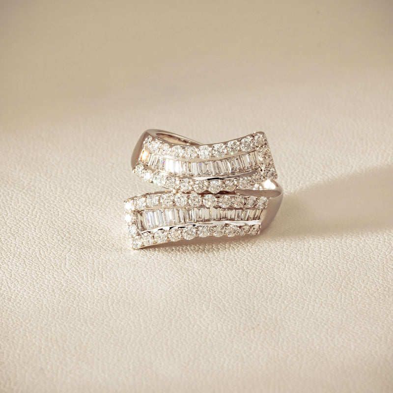 Deja Vu 18ct White Gold 1.80ct Diamond Crossover Ring - Ring - Walker & Hall