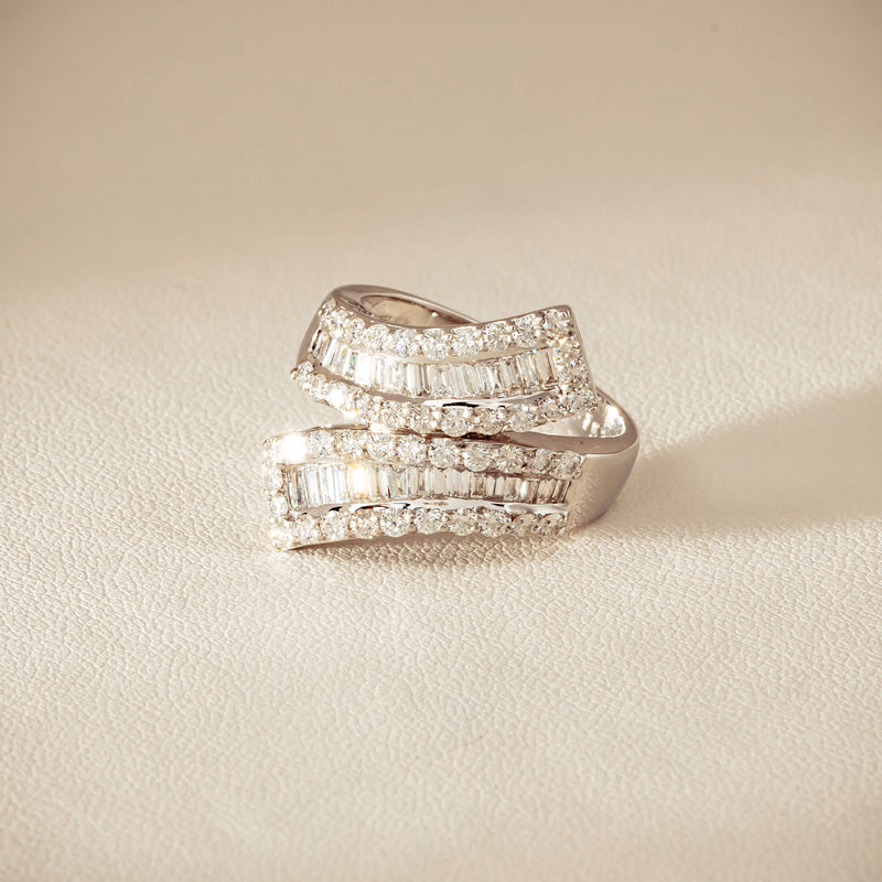 Deja Vu 18ct White Gold 1.80ct Diamond Crossover Ring - Ring - Walker & Hall