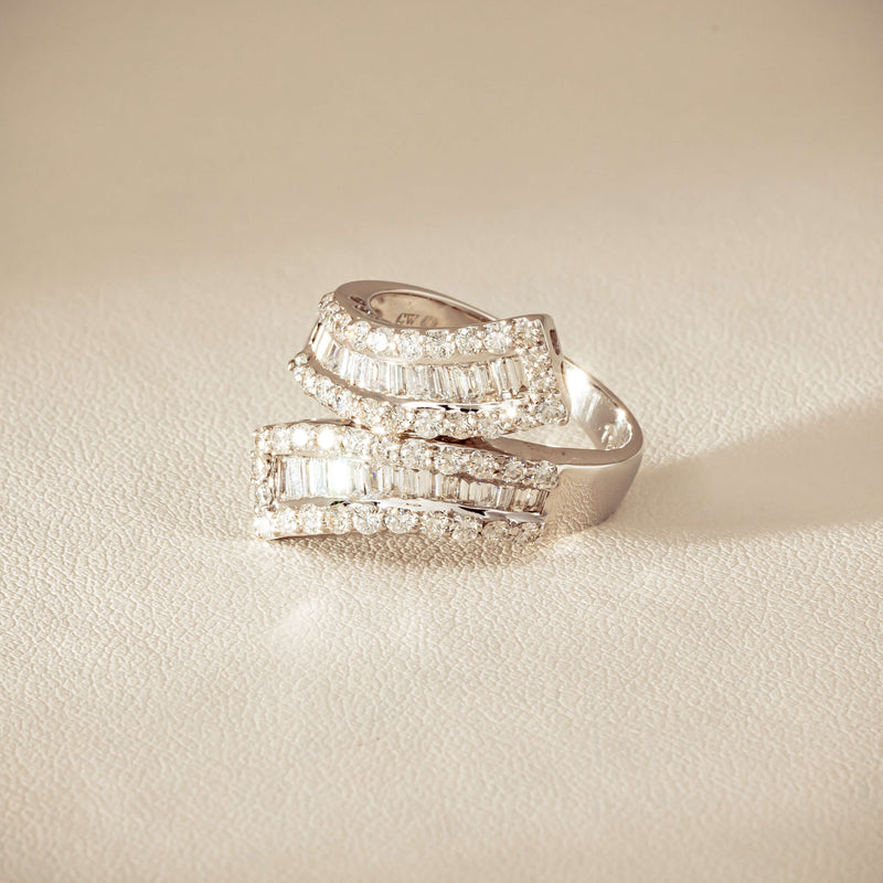 Deja Vu 18ct White Gold 1.80ct Diamond Crossover Ring - Ring - Walker & Hall