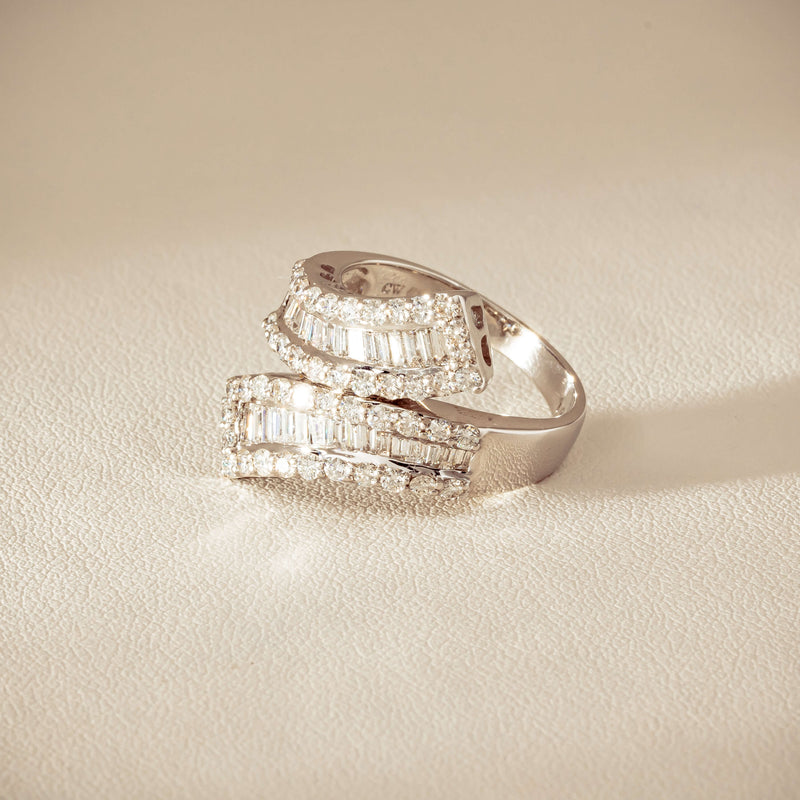 Deja Vu 18ct White Gold 1.80ct Diamond Crossover Ring - Ring - Walker & Hall