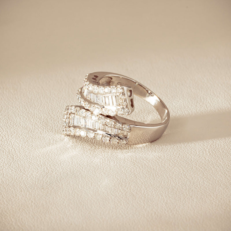 Deja Vu 18ct White Gold 1.80ct Diamond Crossover Ring - Ring - Walker & Hall
