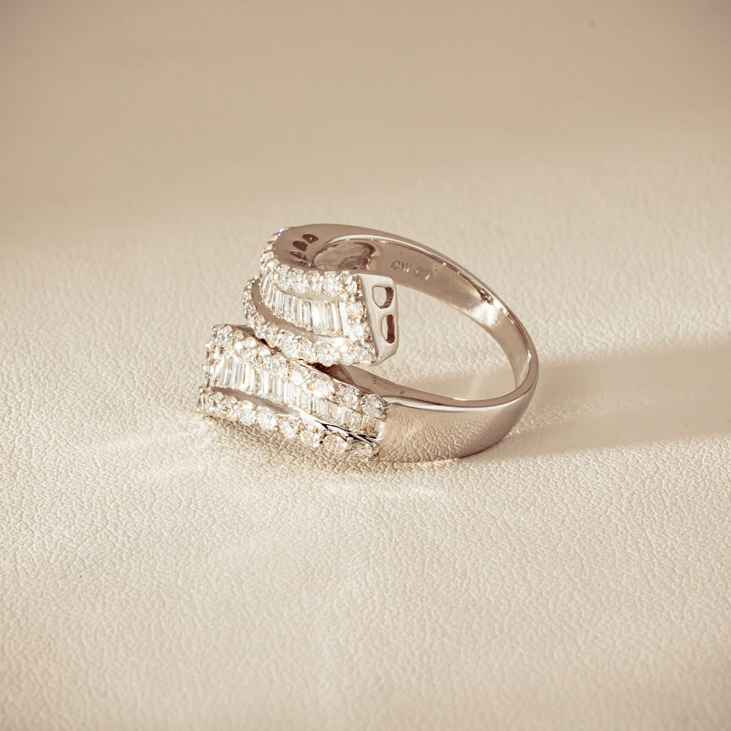 Deja Vu 18ct White Gold 1.80ct Diamond Crossover Ring - Ring - Walker & Hall