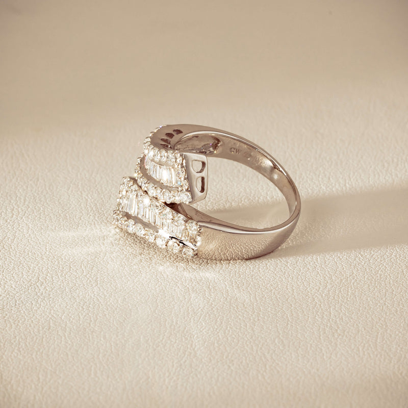 Deja Vu 18ct White Gold 1.80ct Diamond Crossover Ring - Ring - Walker & Hall