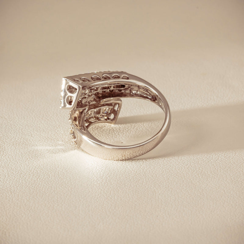 Deja Vu 18ct White Gold 1.80ct Diamond Crossover Ring - Ring - Walker & Hall