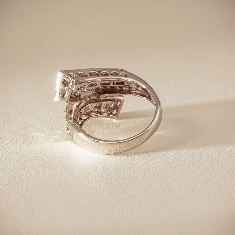 Deja Vu 18ct White Gold 1.80ct Diamond Crossover Ring - Ring - Walker & Hall
