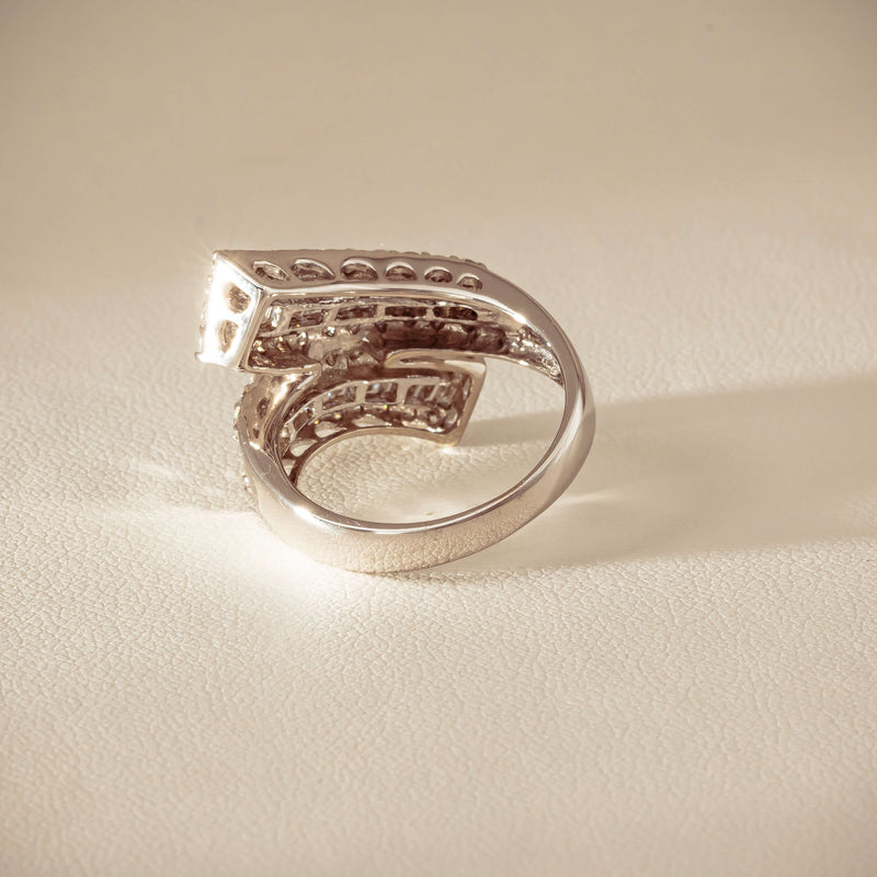 Deja Vu 18ct White Gold 1.80ct Diamond Crossover Ring - Ring - Walker & Hall