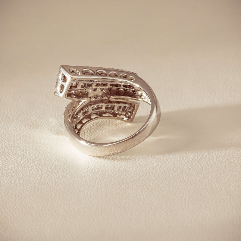 Deja Vu 18ct White Gold 1.80ct Diamond Crossover Ring - Ring - Walker & Hall
