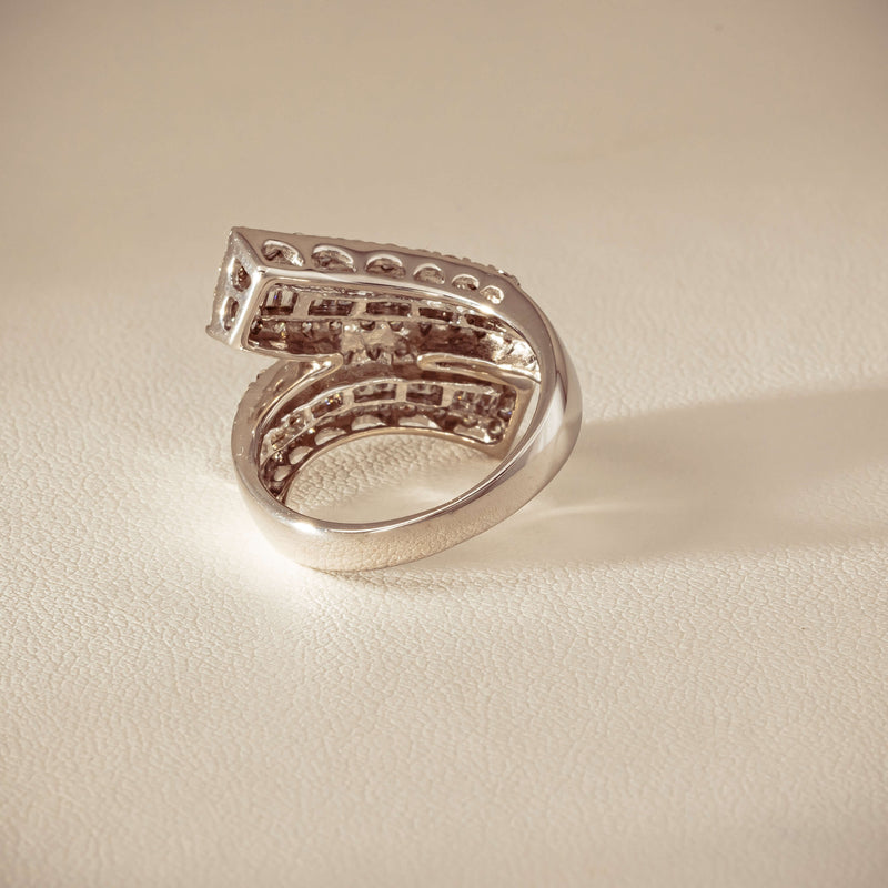Deja Vu 18ct White Gold 1.80ct Diamond Crossover Ring - Ring - Walker & Hall