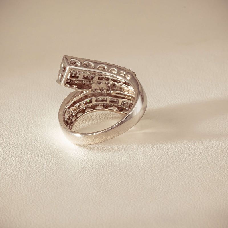 Deja Vu 18ct White Gold 1.80ct Diamond Crossover Ring - Ring - Walker & Hall