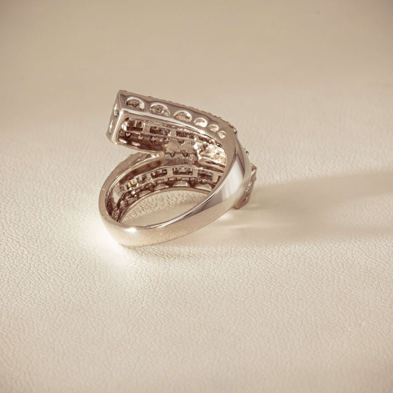 Deja Vu 18ct White Gold 1.80ct Diamond Crossover Ring - Ring - Walker & Hall