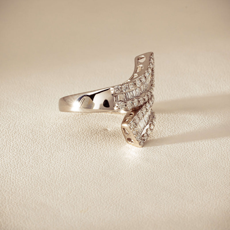 Deja Vu 18ct White Gold 1.80ct Diamond Crossover Ring - Ring - Walker & Hall