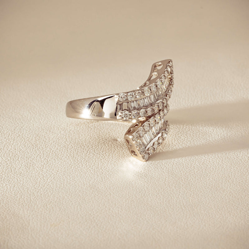 Deja Vu 18ct White Gold 1.80ct Diamond Crossover Ring - Ring - Walker & Hall