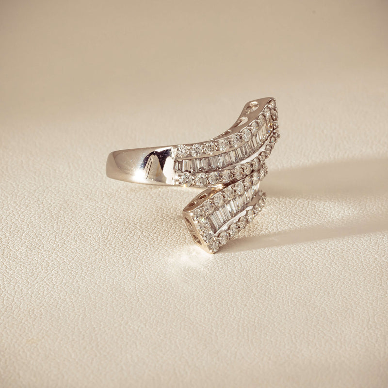 Deja Vu 18ct White Gold 1.80ct Diamond Crossover Ring - Ring - Walker & Hall