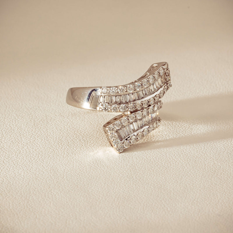 Deja Vu 18ct White Gold 1.80ct Diamond Crossover Ring - Ring - Walker & Hall