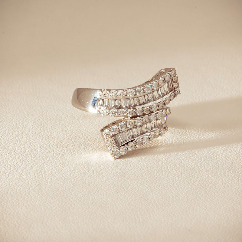 Deja Vu 18ct White Gold 1.80ct Diamond Crossover Ring - Ring - Walker & Hall