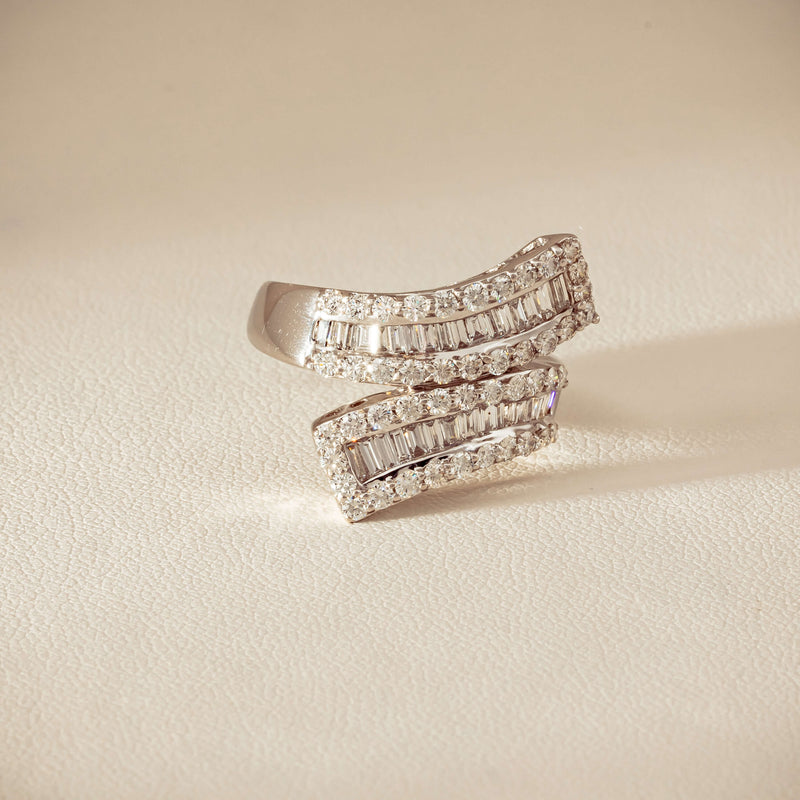 Deja Vu 18ct White Gold 1.80ct Diamond Crossover Ring - Ring - Walker & Hall