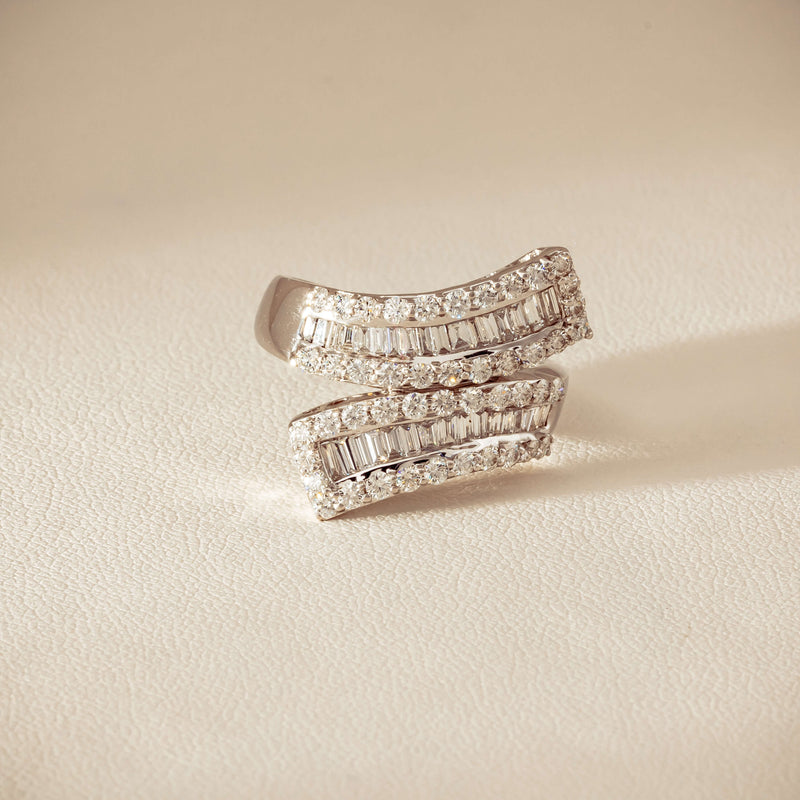 Deja Vu 18ct White Gold 1.80ct Diamond Crossover Ring - Ring - Walker & Hall
