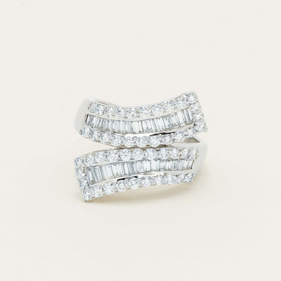 Deja Vu 18ct White Gold 1.80ct Diamond Crossover Ring - Ring - Walker & Hall