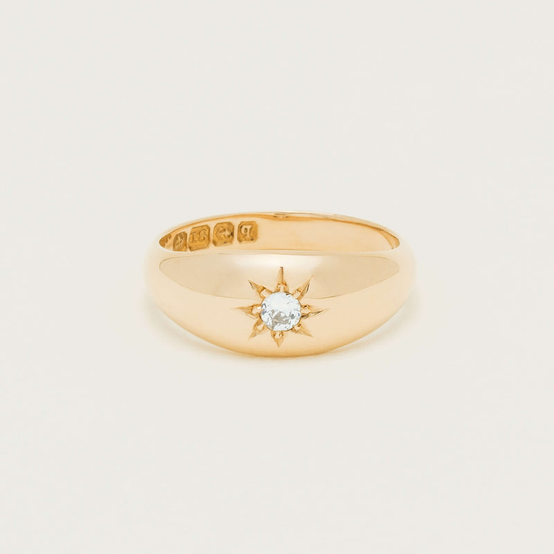 Vintage 18ct Yellow Gold .10ct Old-Cut Diamond Gypsy Ring