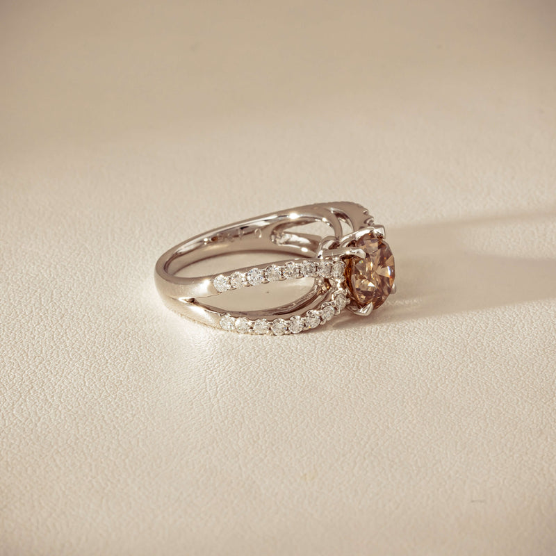 Deja Vu Platinum 2.06ct Cognac Diamond Openwork Ring