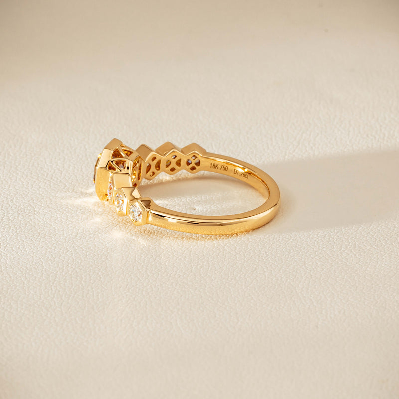 18ct Yellow Gold 1.28ct Octagonal Cognac Diamond Ring