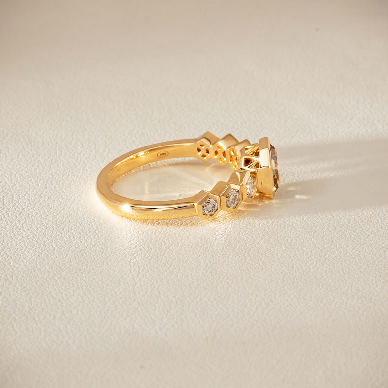 18ct Yellow Gold 1.28ct Octagonal Cognac Diamond Ring
