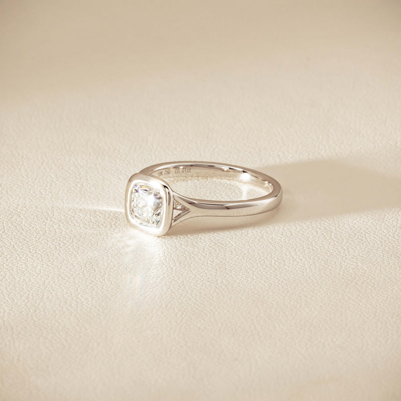 18ct White Gold 1.01ct Reclaimed Cushion Diamond Elara Ring - Ring - Walker & Hall
