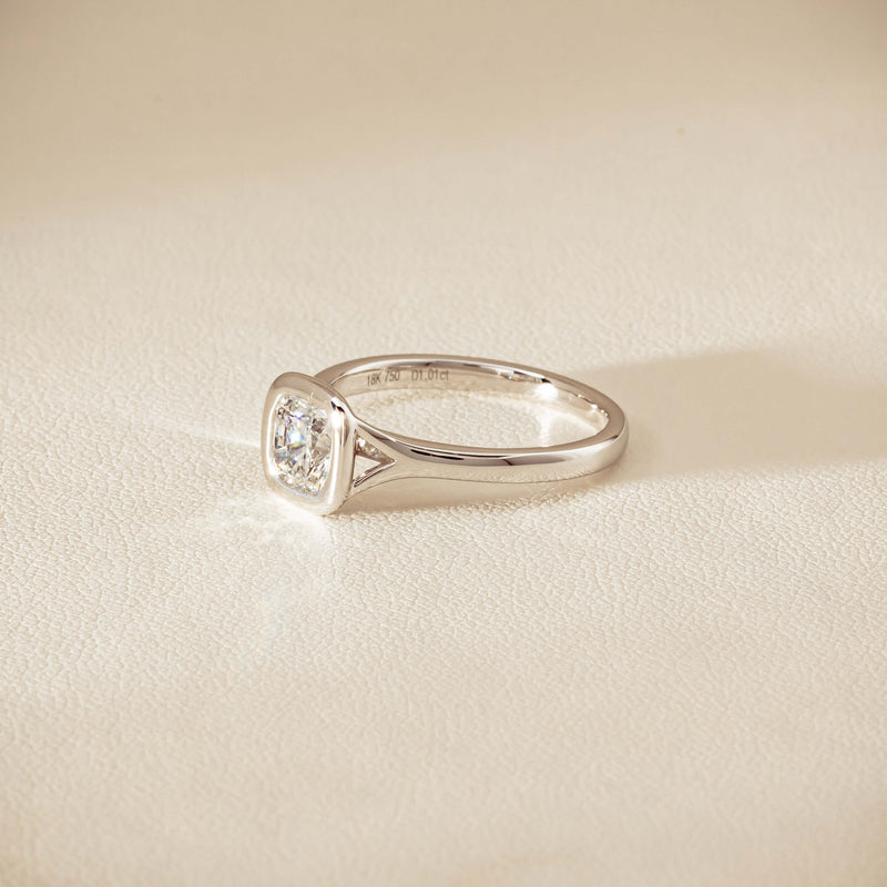 18ct White Gold 1.01ct Reclaimed Cushion Diamond Elara Ring - Ring - Walker & Hall