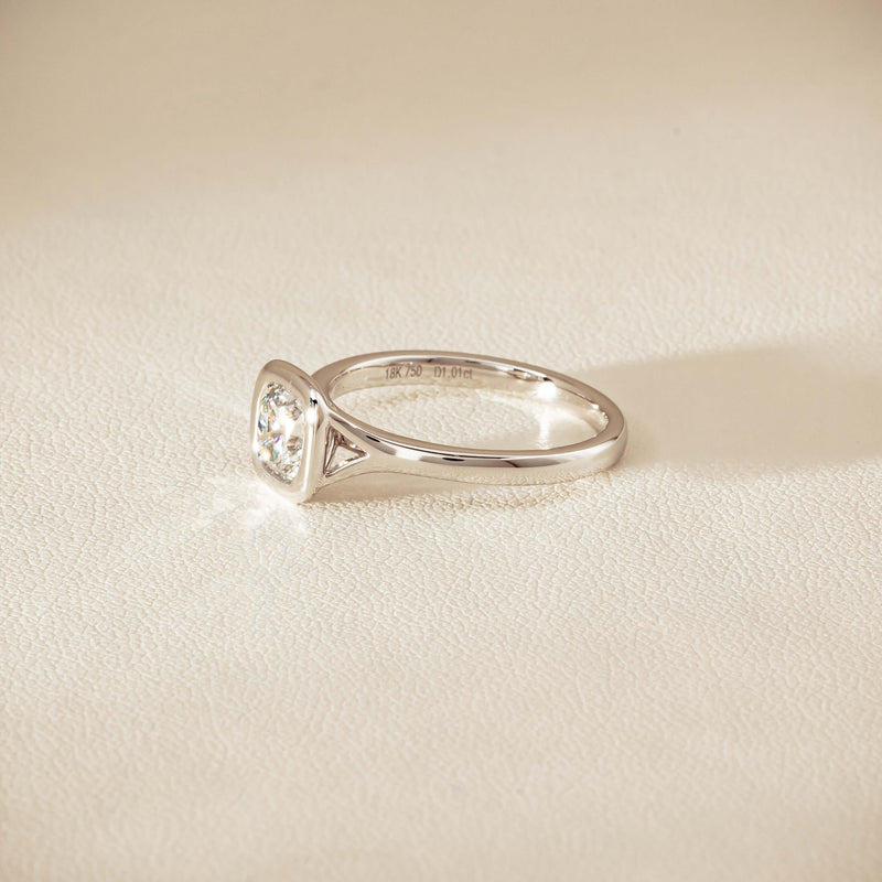 18ct White Gold 1.01ct Reclaimed Cushion Diamond Elara Ring - Ring - Walker & Hall
