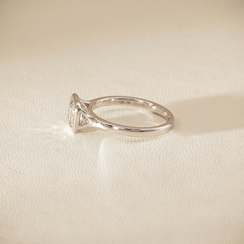 18ct White Gold 1.01ct Reclaimed Cushion Diamond Elara Ring - Ring - Walker & Hall