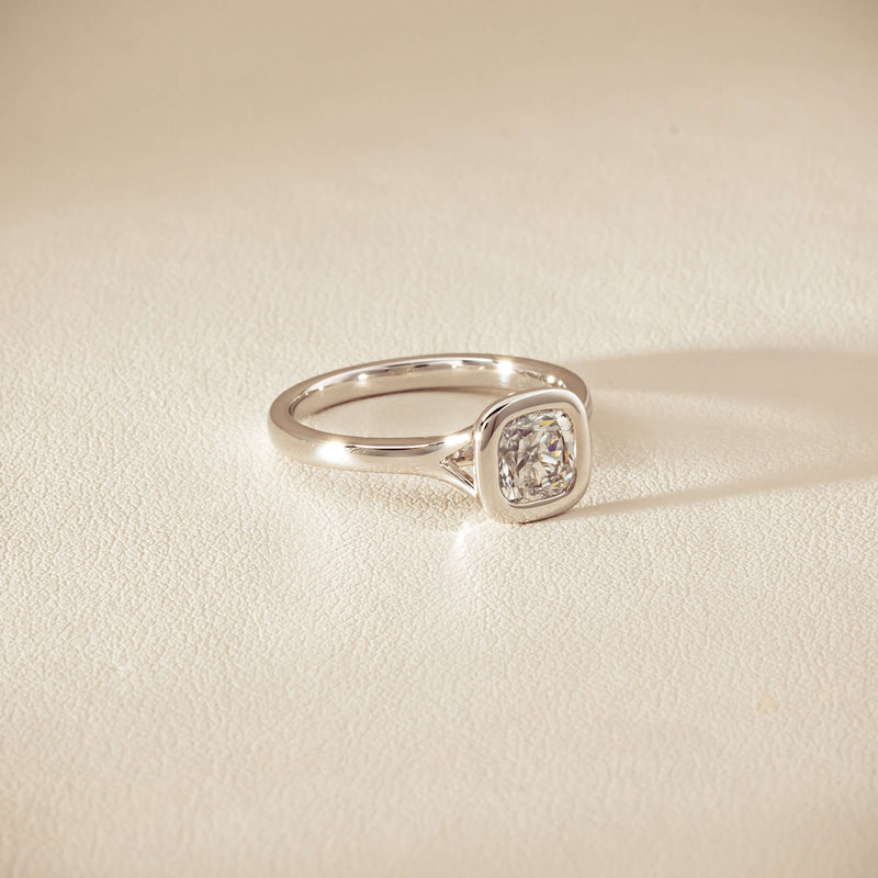 18ct White Gold 1.01ct Reclaimed Cushion Diamond Elara Ring - Ring - Walker & Hall