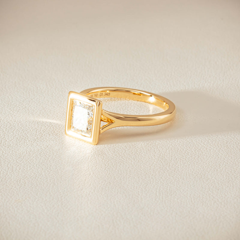 18ct Yellow Gold 1.34ct Reclaimed Radiant Diamond Elara Ring