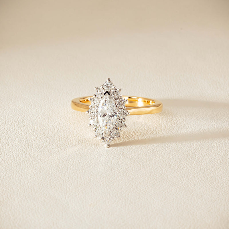 18ct Yellow Gold .57ct Marquise-Cut Diamond Belle Ring