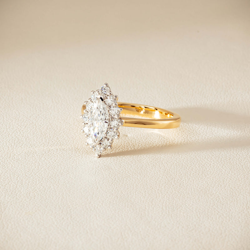 18ct Yellow Gold .57ct Marquise-Cut Diamond Belle Ring