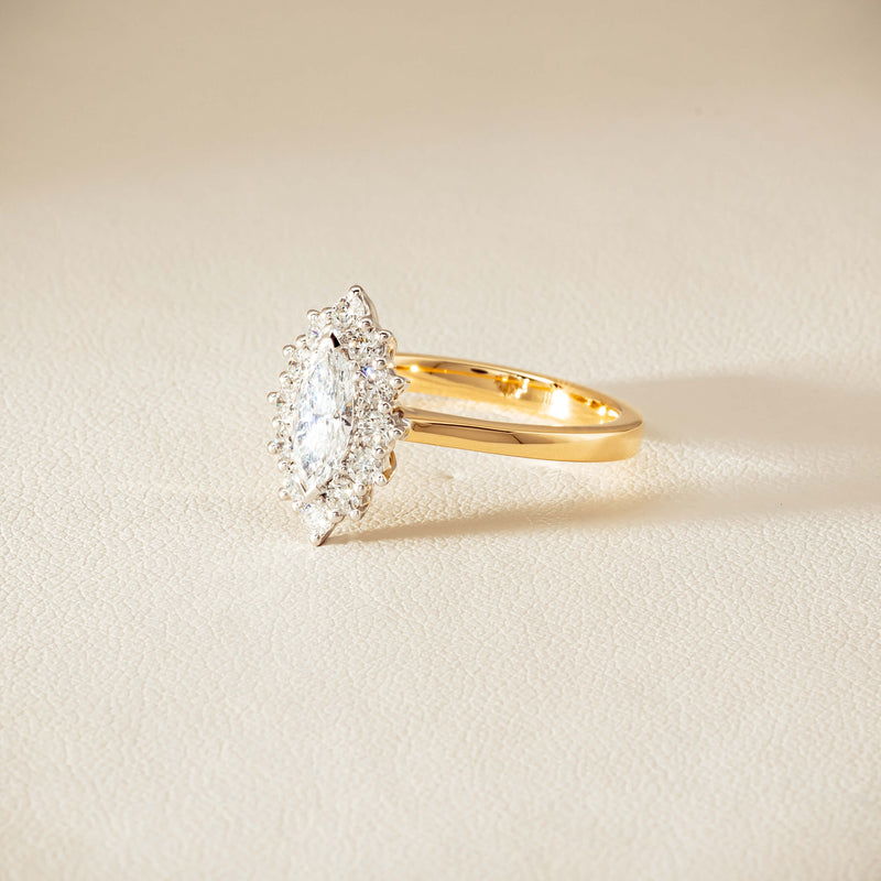 18ct Yellow Gold .57ct Marquise-Cut Diamond Belle Ring